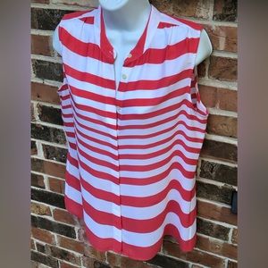 Banana Republic Coral White Stripe Button Down. Woman’s Size Medium